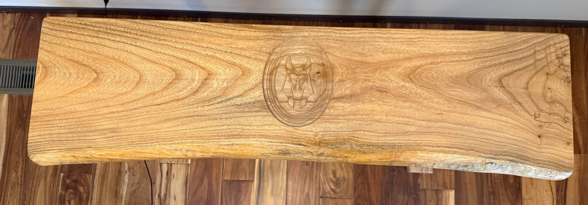 Live Edge Slab with Carved Anubis Console/Hallway/ Entryway Table