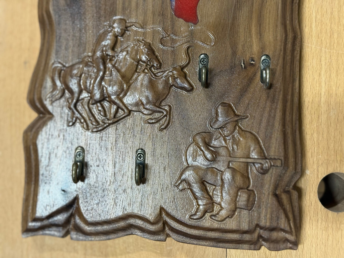Walnut Texas Key Rack With Epoxy Inlay