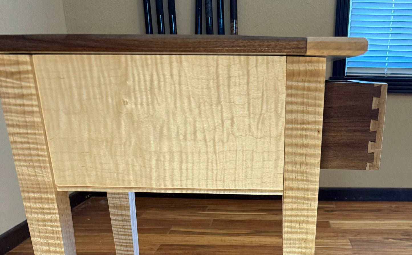 Walnut End and Curly Maple End Table/ Night Stand