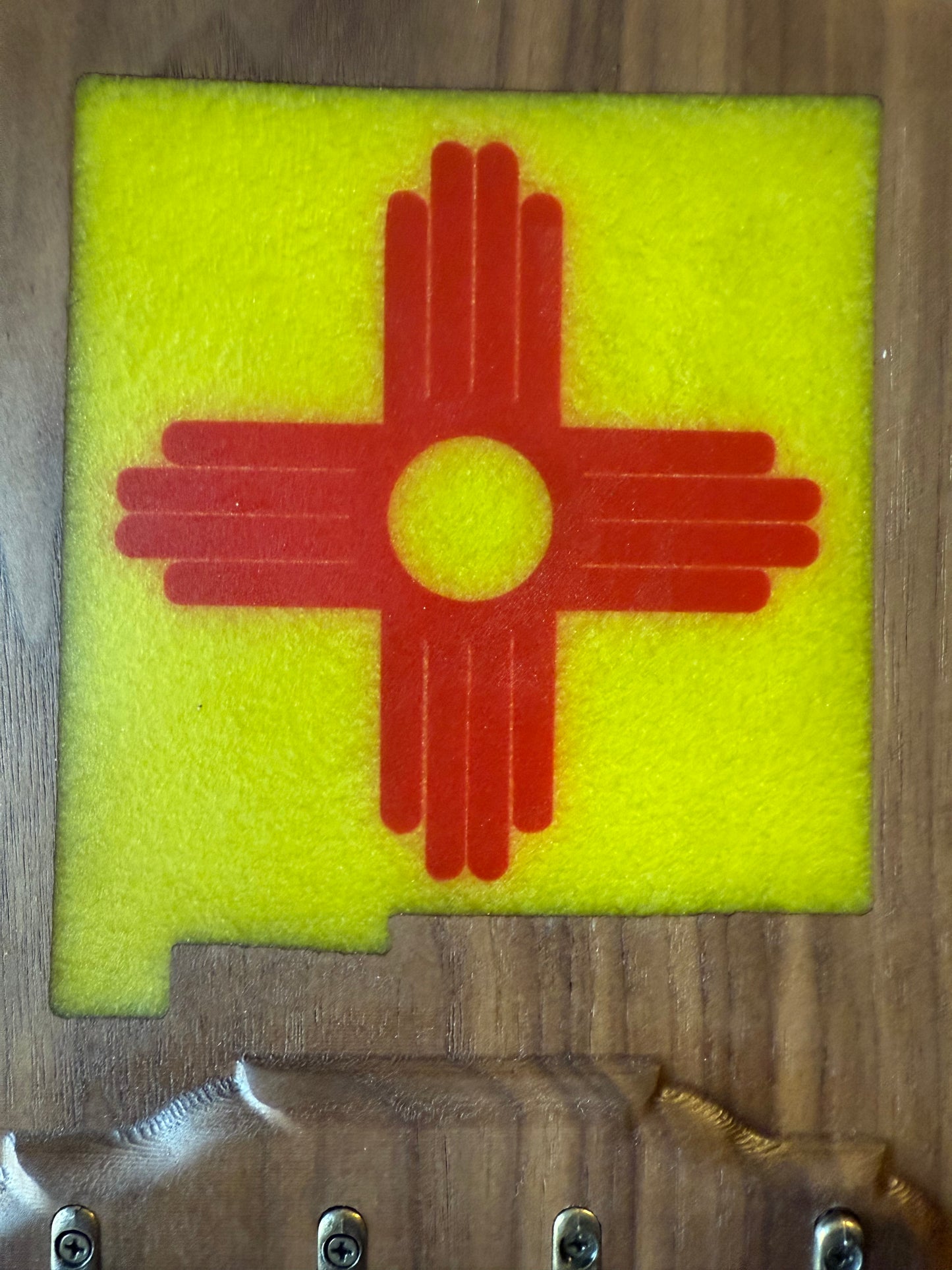Revised Walnut New Mexico Key Rack with Zia Symbol